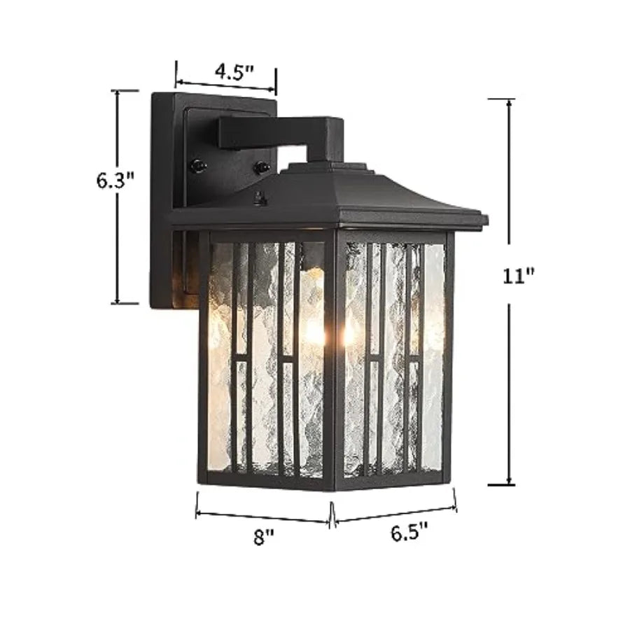 Outdoor Wall Light Matte Black Porch Light Fixtures Waterproof Outside Wall Lantern Anti-Rust Exterior Wall Mount Sconce with W