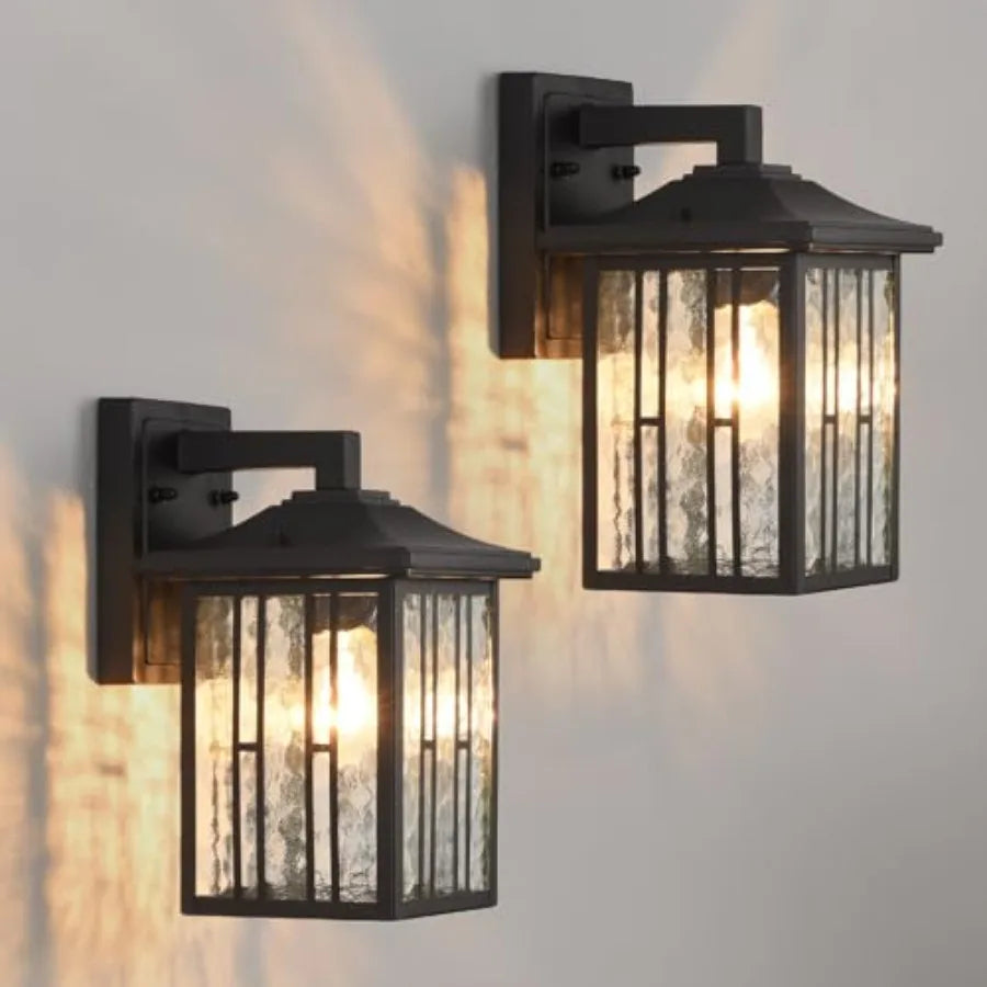 Outdoor Wall Light Matte Black Porch Light Fixtures Waterproof Outside Wall Lantern Anti-Rust Exterior Wall Mount Sconce with W