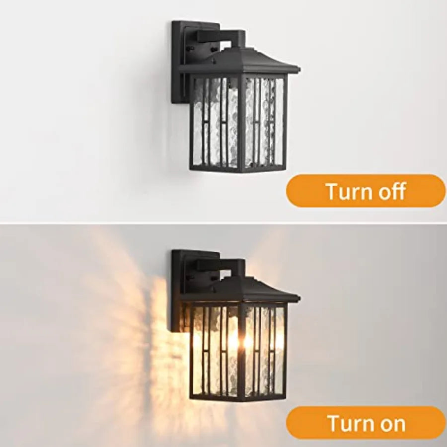 Outdoor Wall Light Matte Black Porch Light Fixtures Waterproof Outside Wall Lantern Anti-Rust Exterior Wall Mount Sconce with W