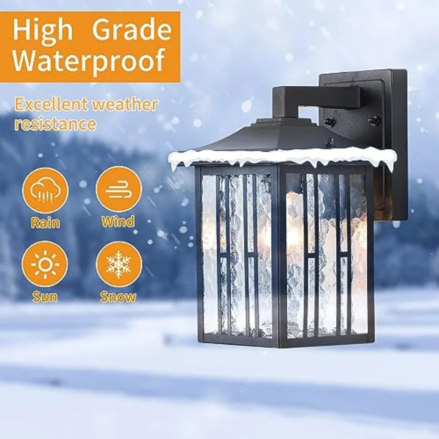 Outdoor Wall Light Matte Black Porch Light Fixtures Waterproof Outside Wall Lantern Anti-Rust Exterior Wall Mount Sconce with W