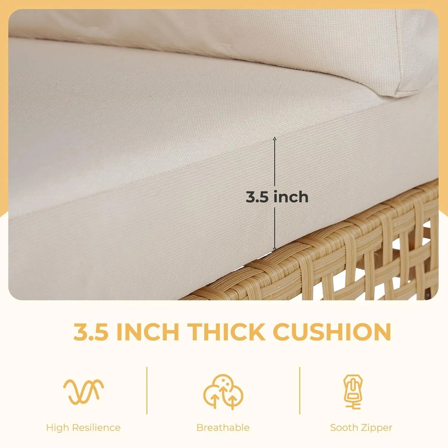 7pc Wicker Patio Furniture Set Sectional Sofa Water Resistant Cushions Coffee Table Outdoor Conversation Cream Custom